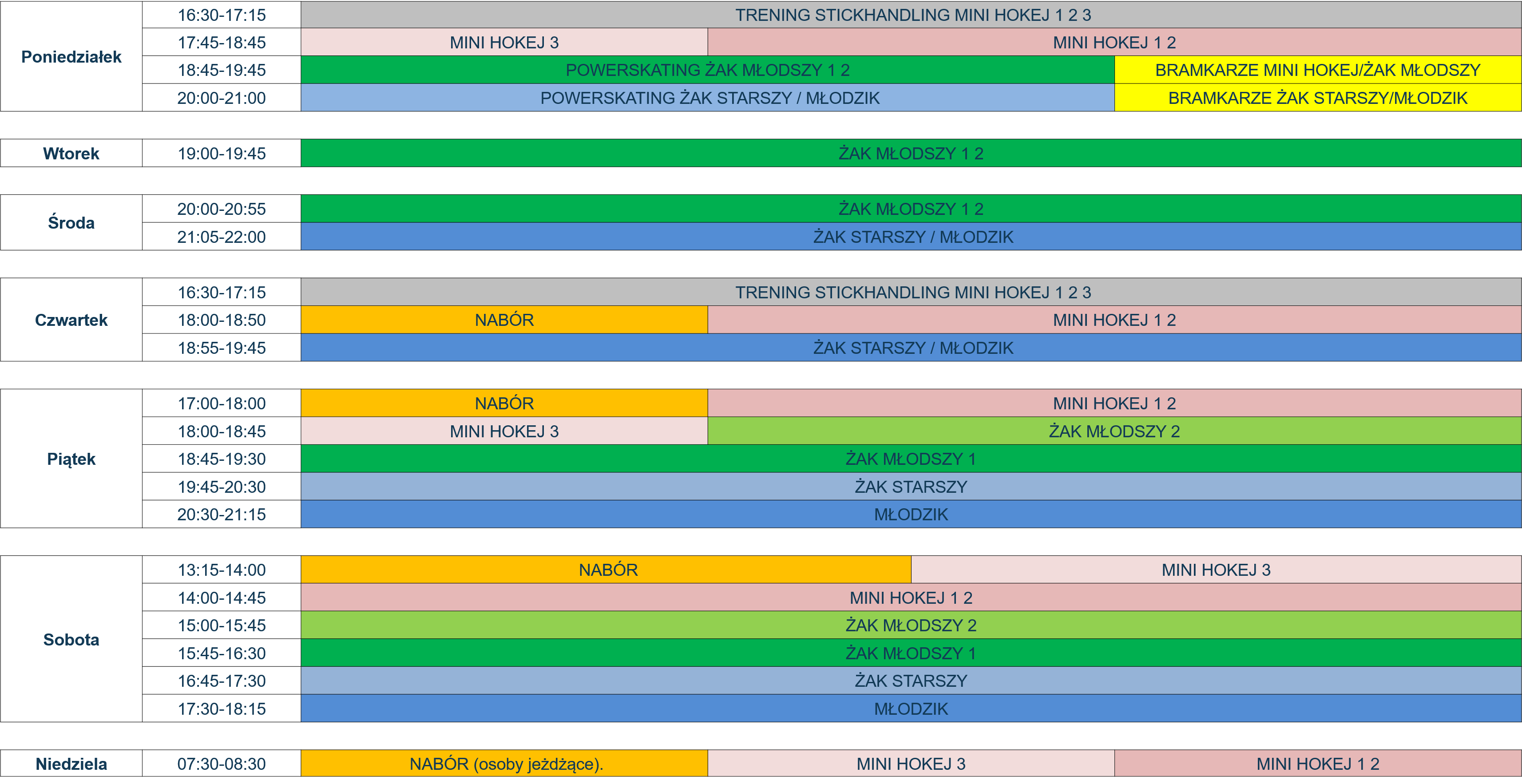 Legia Hokej - plan treningowy