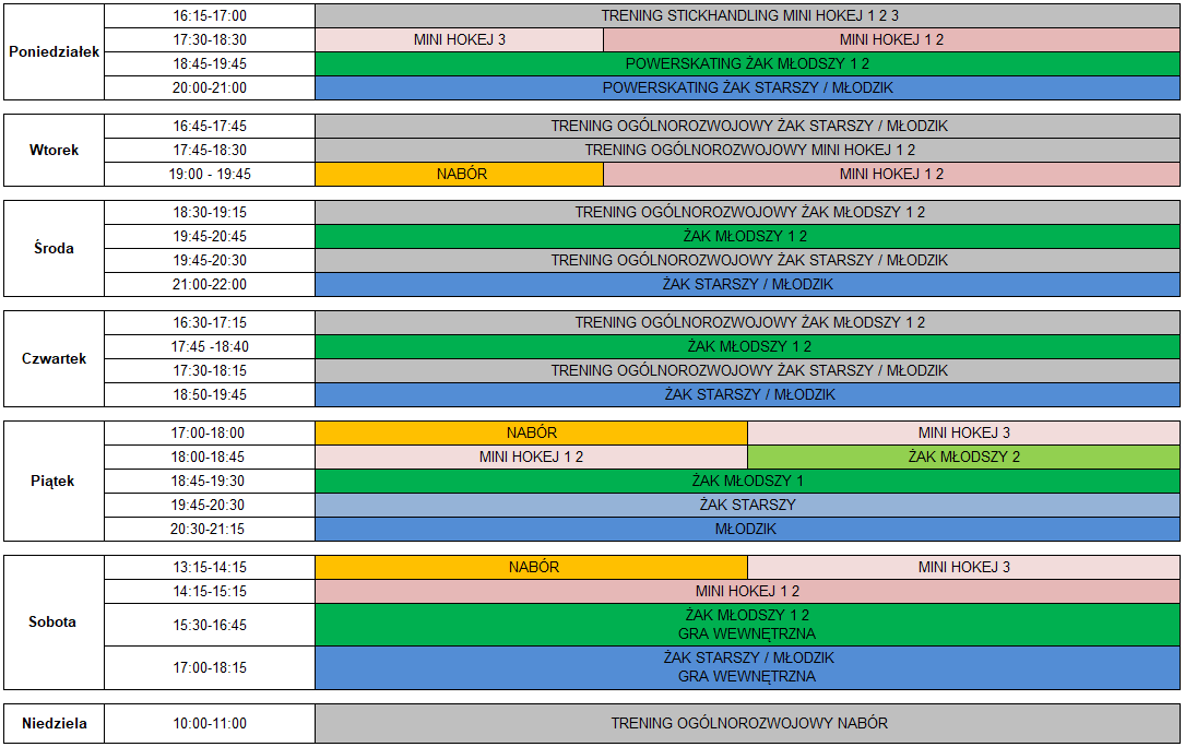 Legia Hokej - plan treningowy